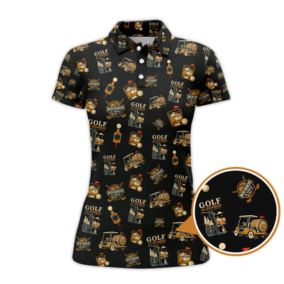 Funny Bourbon Pattern Polos, Golf and Bourbon Shirt for Men, Gift For Golfers