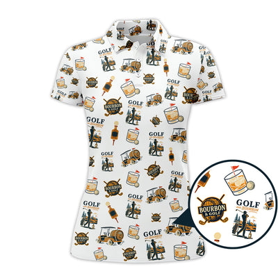 Funny Bourbon Pattern Polos, Golf and Bourbon Shirt for Men, Gift For Golfers