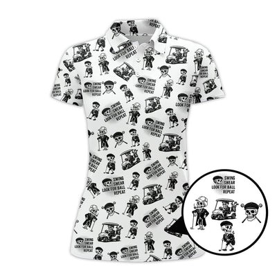 Funny Skull Golf Shirt For Men, Skeleton Golf Pattern Polos, Crazy Golf Shirts For Golfers