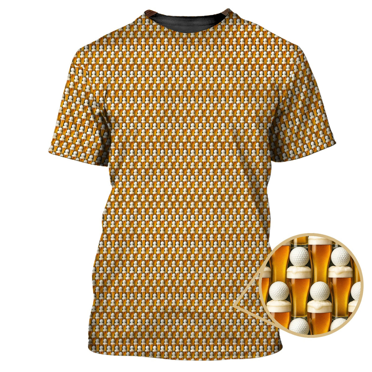 Golf And Beer Pattern Shirts, Funny Golf Shirt For Men, Crazy Golf Polos