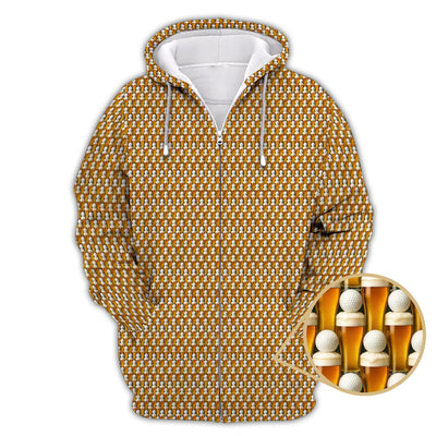 Golf And Beer Pattern Shirts, Funny Golf Shirt For Men, Crazy Golf Polos