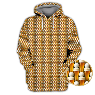 Golf And Beer Pattern Shirts, Funny Golf Shirt For Men, Crazy Golf Polos