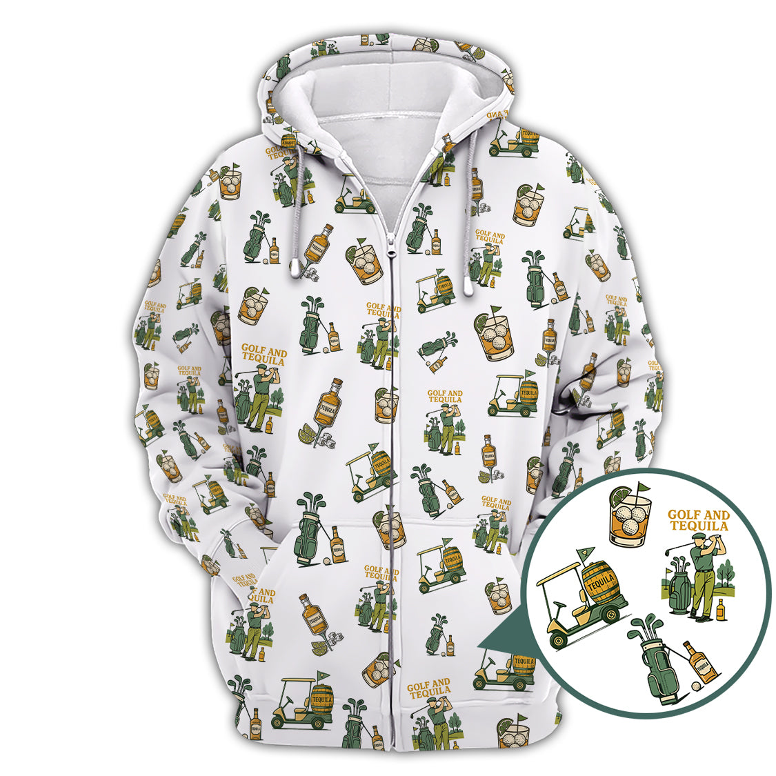 Golf and Tequila Pattern Golf Polos, Funny Whiskey Golf Shirt For Golfers, Golf Shirts For Men