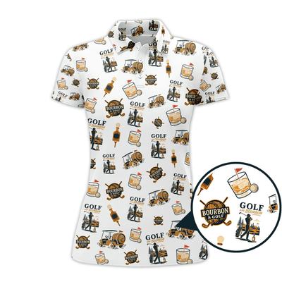 Golf and Bourbon Pattern Polos, Funny Bourbon Shirt For Men, Crazy Golf Shirts For Golfers