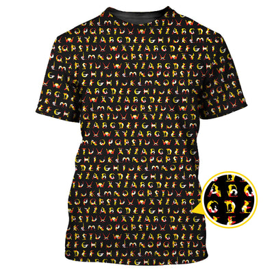 Humanoid Alphabet Pattern Golf Polos, Funny Golf Shirt , Golf Gift For Men's
