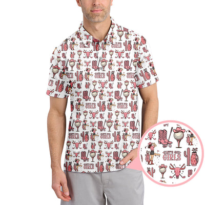 Let’s Go Girls Golf Pattern Shirt, Western Cowgirl Golf Polos For Golfers, Funny Golf Shirts