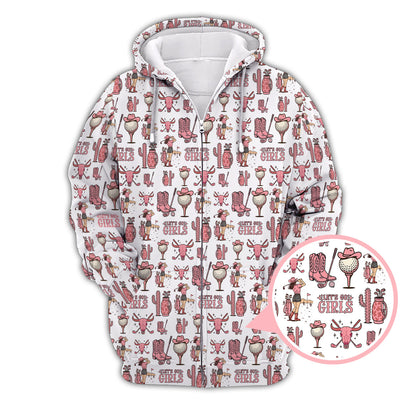 Let’s Go Girls Golf Pattern Shirt, Western Cowgirl Golf Polos For Golfers, Funny Golf Shirts