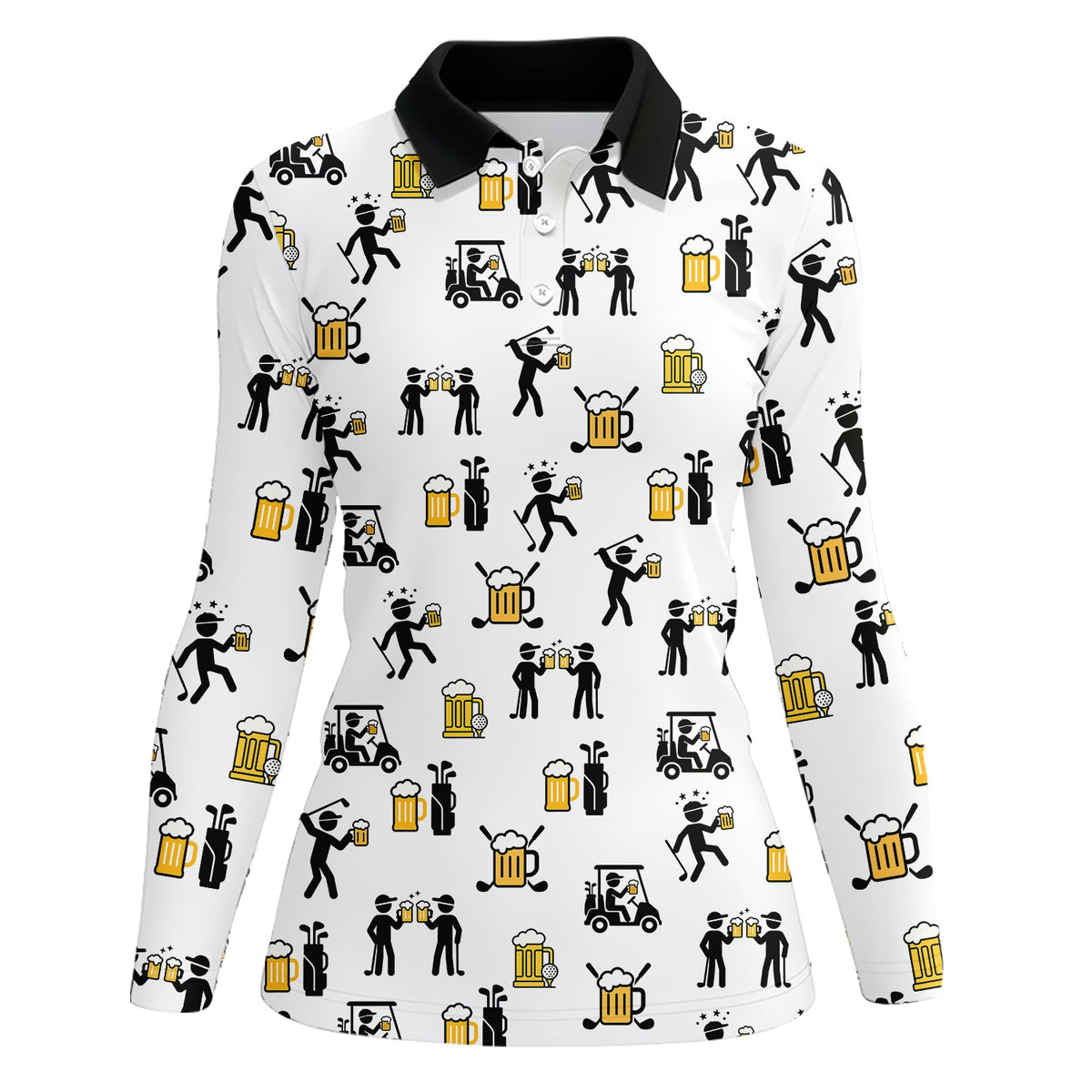 Beer Golf Shirt, Custom Golf Shirt With Funny Drinking & Golf Cart Pattern For Men