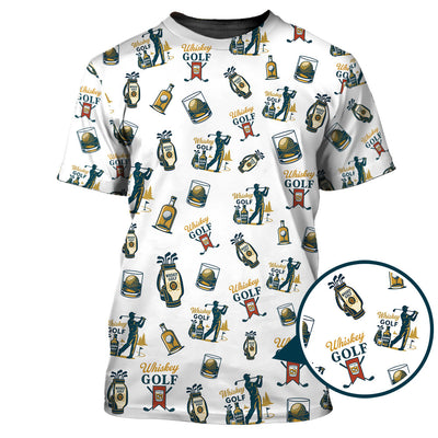 Whiskey Golf Shirt, Pattern Golf Polos For Men's, Golf Gift For Golfers