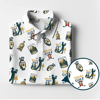 Whiskey Golf Shirt, Pattern Golf Polos For Men's, Golf Gift For Golfers