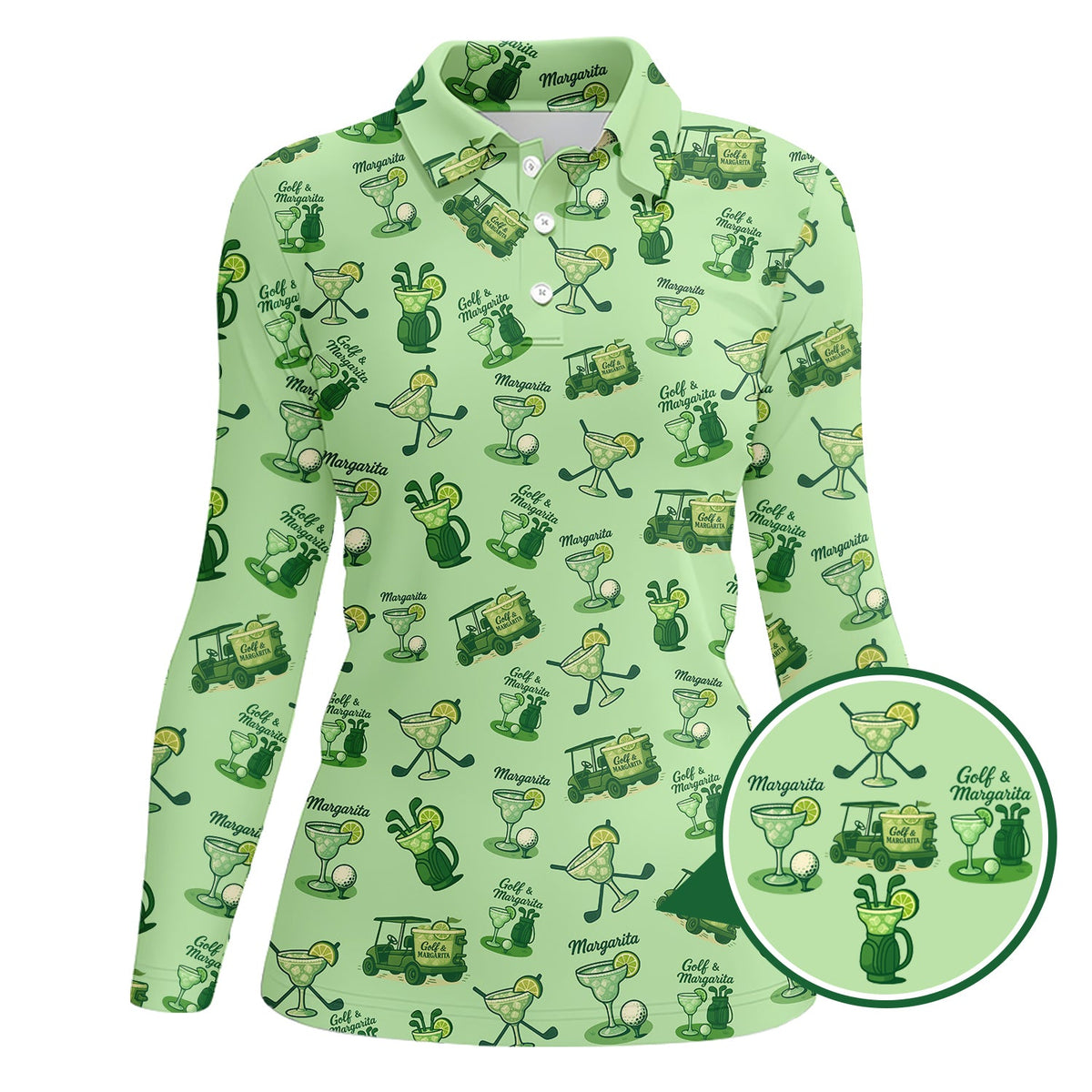Ladies Golf Pattern Polos, Golf & Margarita Women's Golf Shirt, Cocktail And Golf Shirts For Golfers