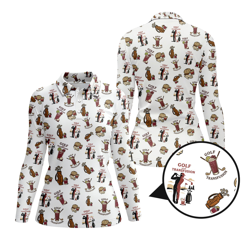 Transfusion Golf Shirt, Golf Transfusion Drink Pattern Polos, Men's Golf Shirts