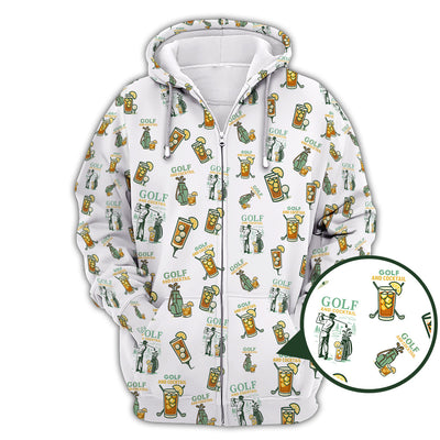 Funny Pattern Cocktail Golf Polos, Men Golf Shirt, Golf Gift For Golfers