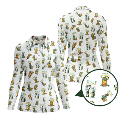 Funny Pattern Cocktail Golf Polos, Men Golf Shirt, Golf Gift For Golfers