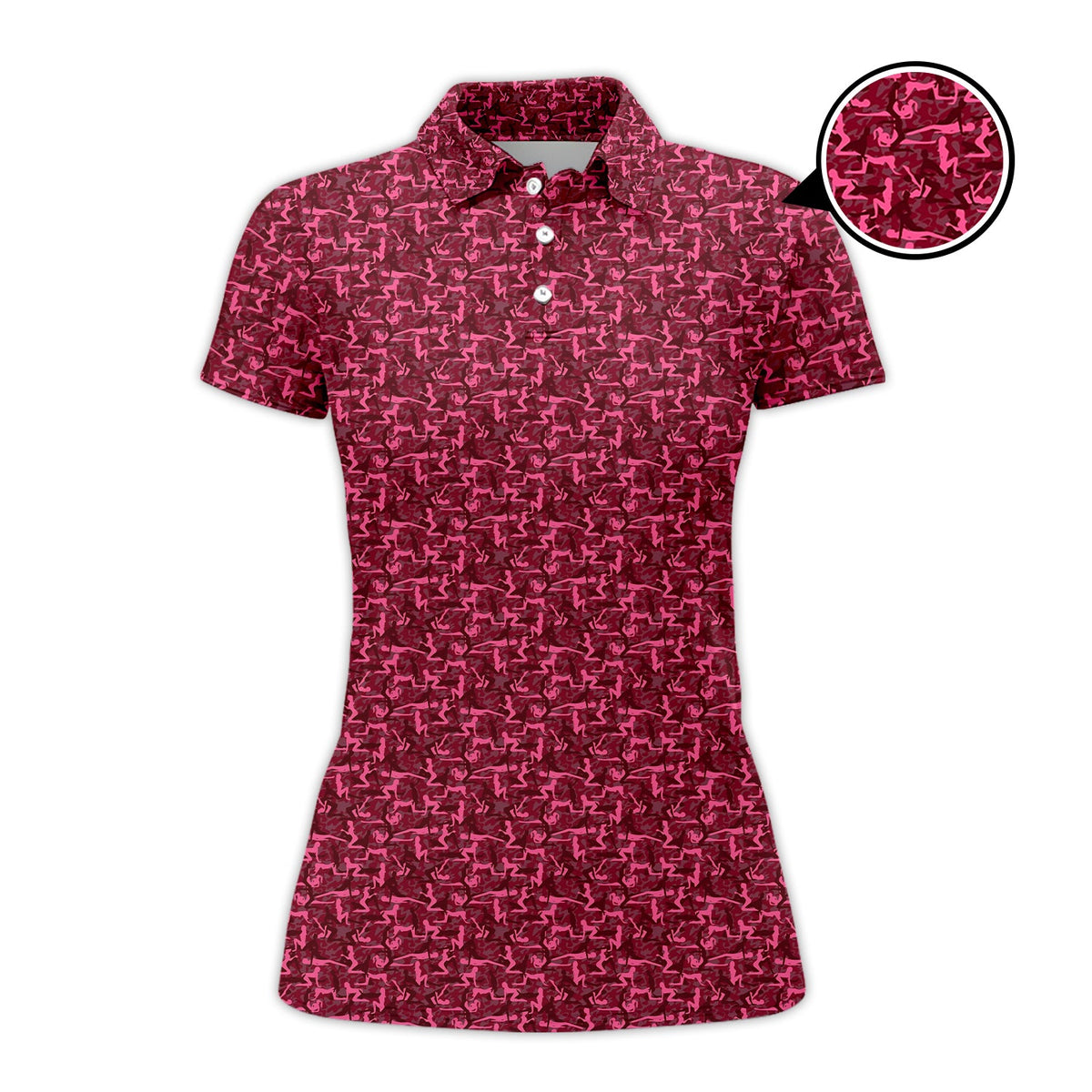 Funny Golf Pattern Polos, Pink Golf Shirt For Men, Golf Gift For Golfers