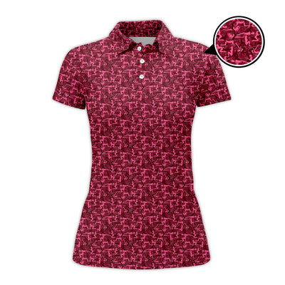 Funny Golf Pattern Polos, Pink Golf Shirt For Men, Golf Gift For Golfers
