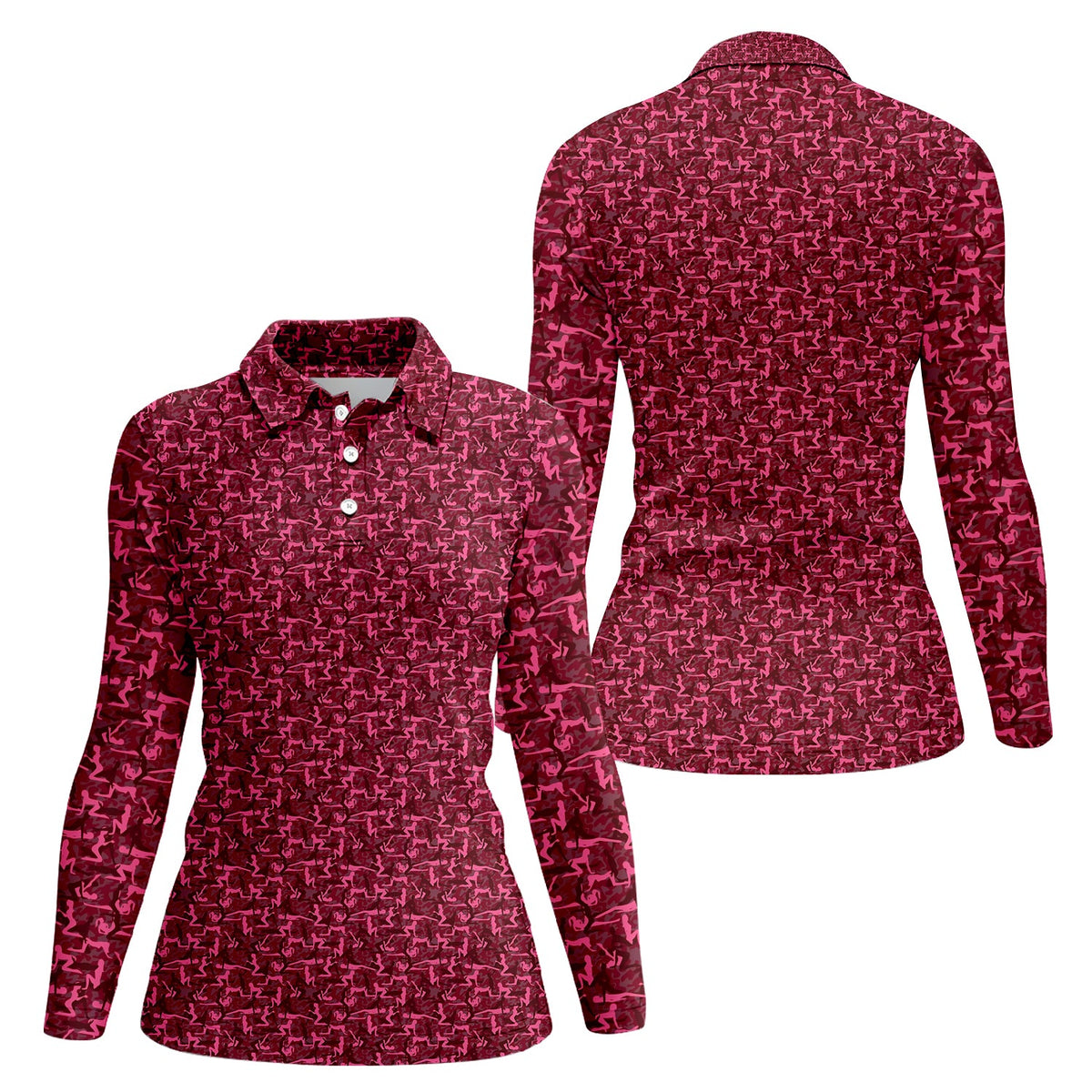 Funny Golf Pattern Polos, Pink Golf Shirt For Men, Golf Gift For Golfers