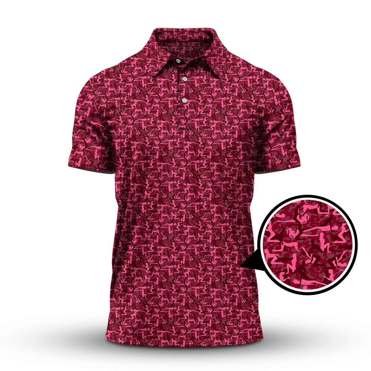 Funny Golf Pattern Polos, Pink Golf Shirt For Men, Golf Gift For Golfers