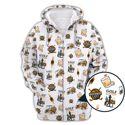 Bourbon Whiskey & Golf Polos, Funny Pattern Golf Shirt, Golf Gift For Men
