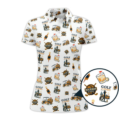 Bourbon Whiskey & Golf Polos, Funny Pattern Golf Shirt, Golf Gift For Men