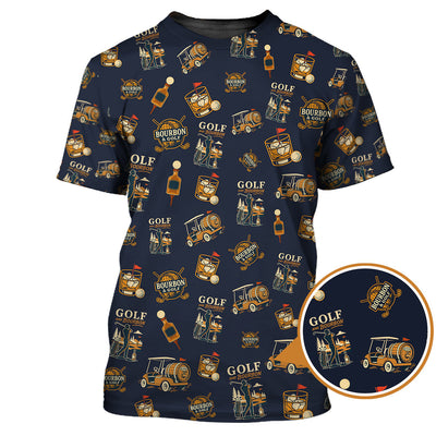 Bourbon Whiskey & Golf Polos, Funny Pattern Golf Shirt, Golf Gift For Men