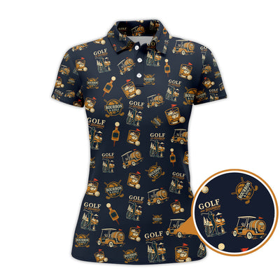 Bourbon Whiskey & Golf Polos, Funny Pattern Golf Shirt, Golf Gift For Men