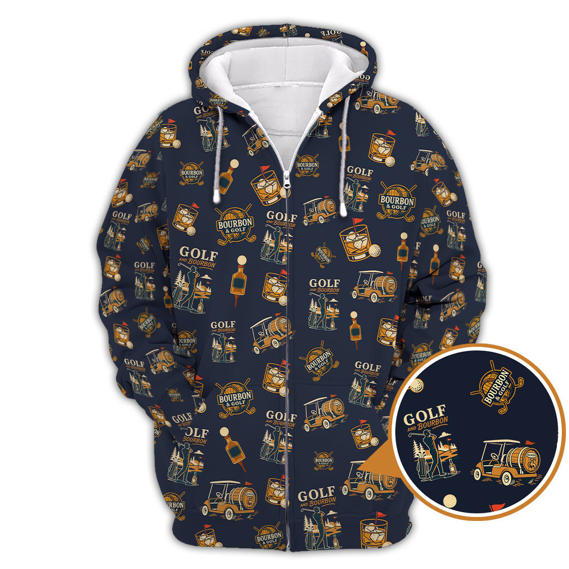 Bourbon Whiskey & Golf Polos, Funny Pattern Golf Shirt, Golf Gift For Men