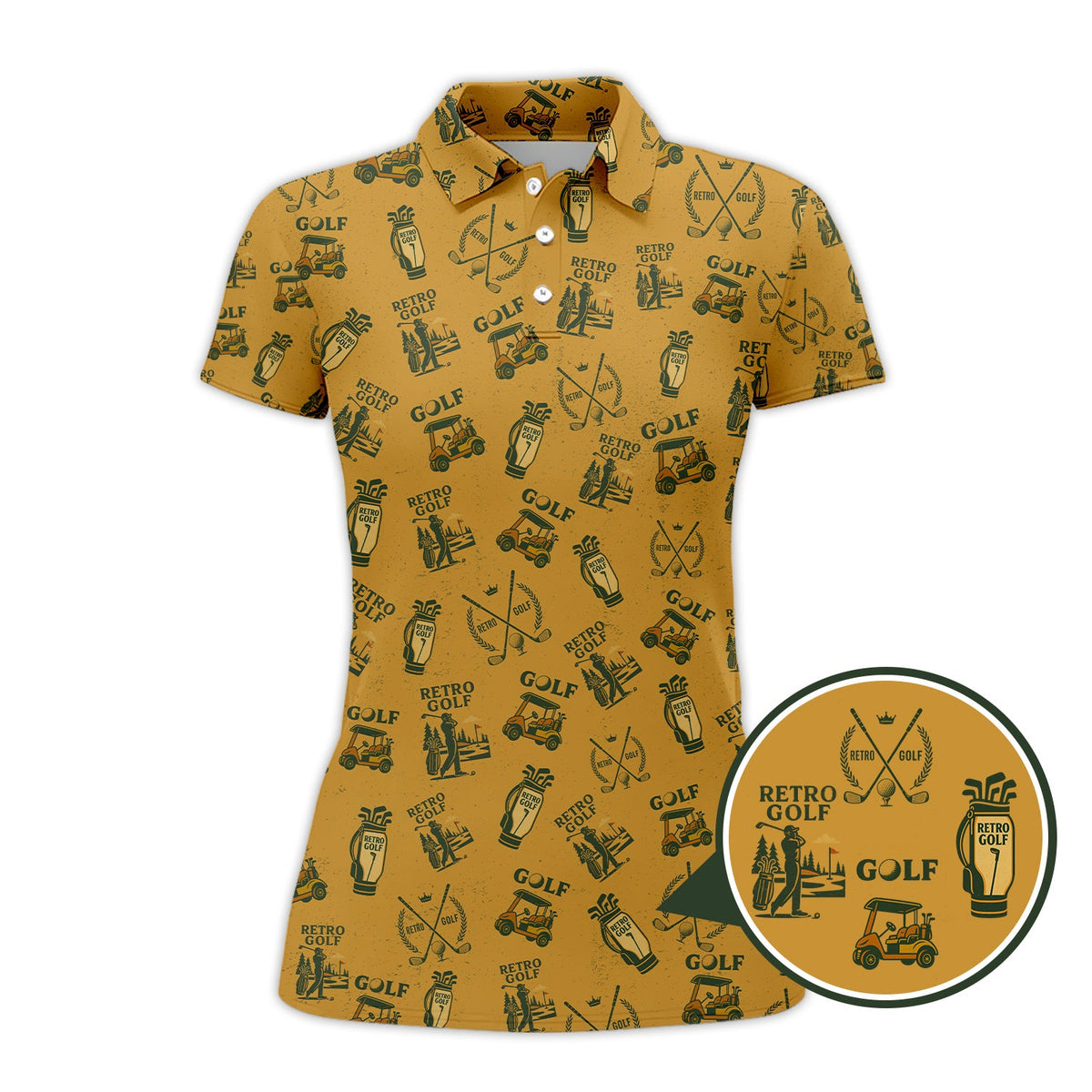 Vintage Golf Polos For Men, Classic Pattern Retro Golf Shirt, Golf Gift For Golfers