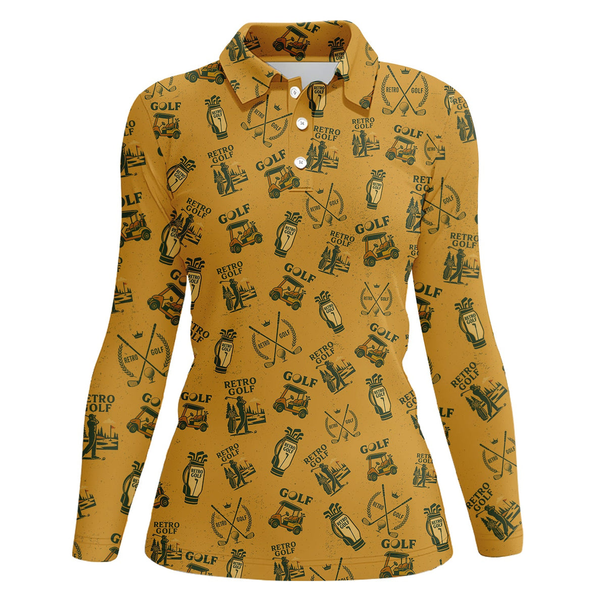 Vintage Golf Polos For Men, Classic Pattern Retro Golf Shirt, Golf Gift For Golfers