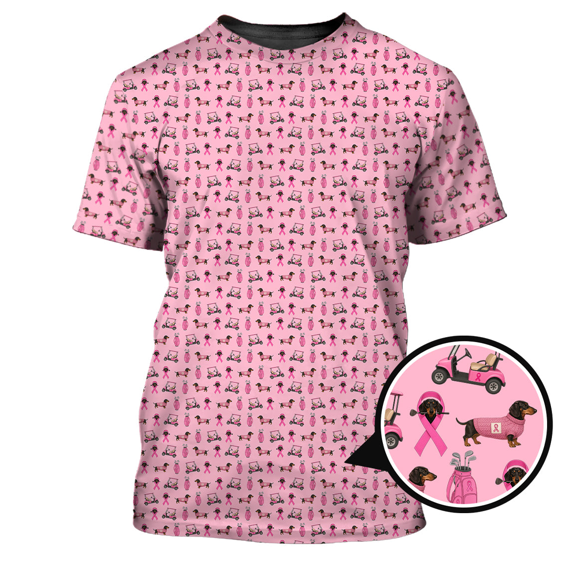 Breast Cancer Golf Shirt, Dachshund Golf Shirt, Pattern Golf Shirt For Golfer