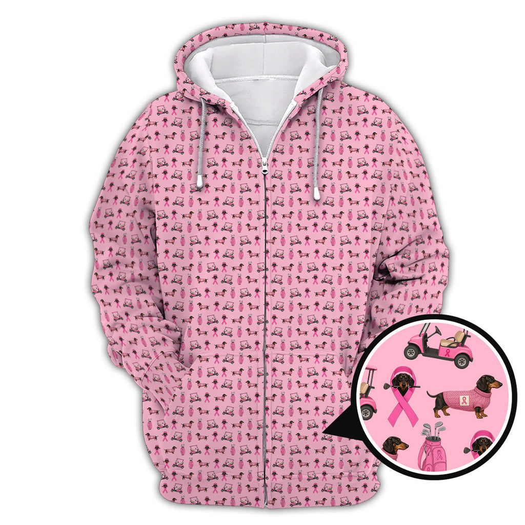 Breast Cancer Golf Shirt, Dachshund Golf Shirt, Pattern Golf Shirt For Golfer