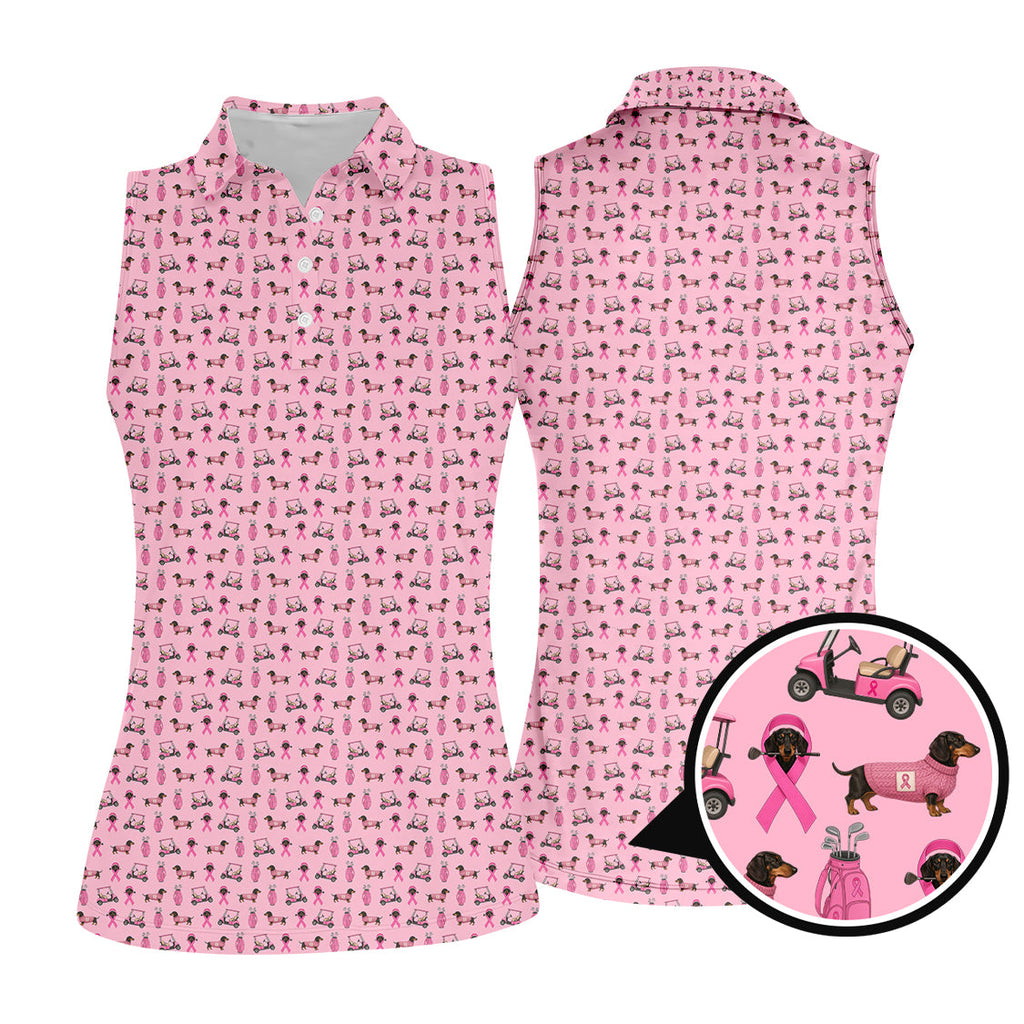 Breast Cancer Golf Shirt, Dachshund Golf Shirt, Pattern Golf Shirt For Golfer