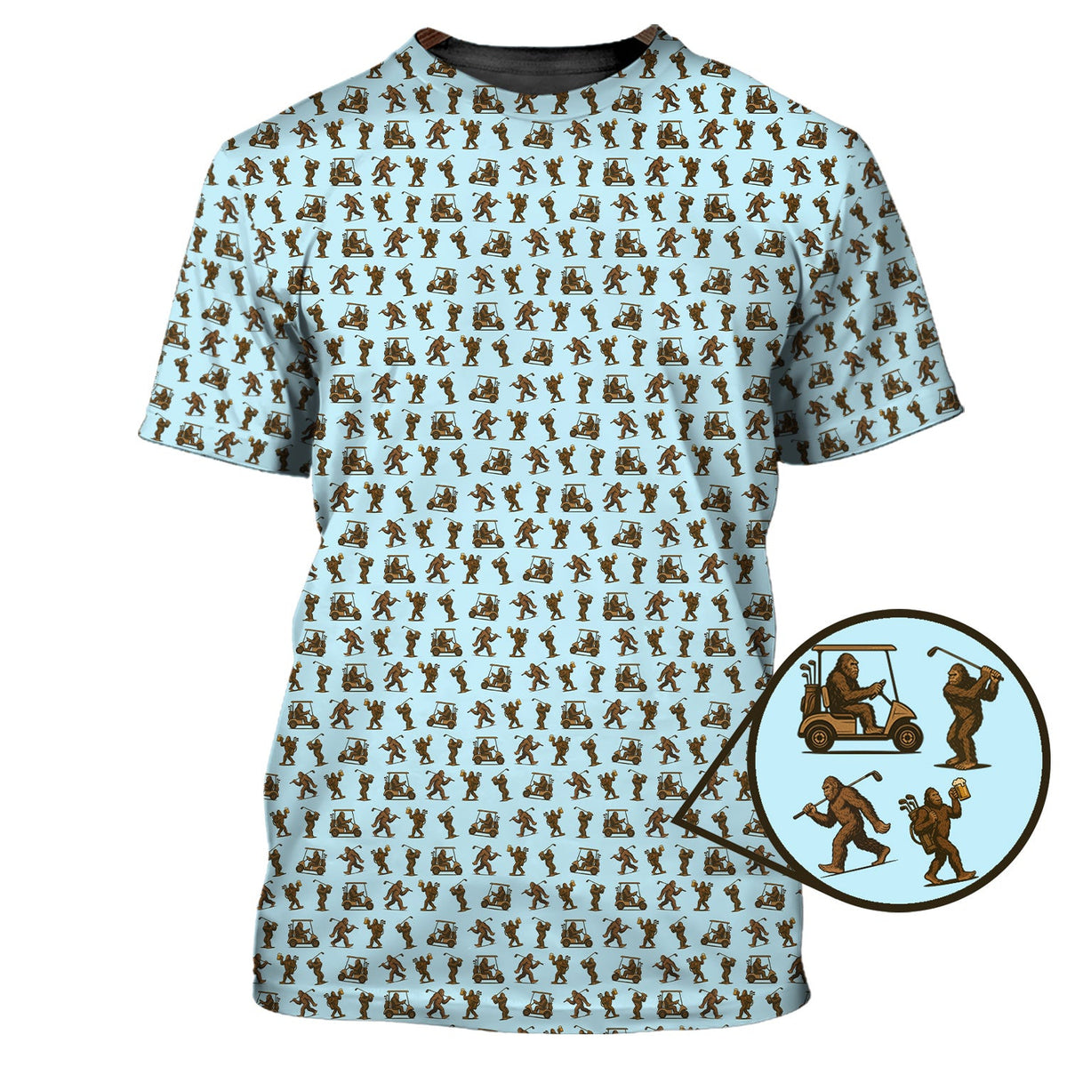 Crazy Golf Pattern Shirt, Bigfoot Golf Shirt For Men, Golf Gift For Golfer