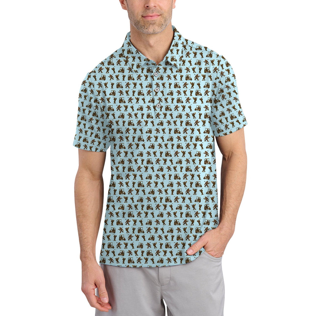 Crazy Golf Pattern Shirt, Bigfoot Golf Shirt For Men, Golf Gift For Golfer