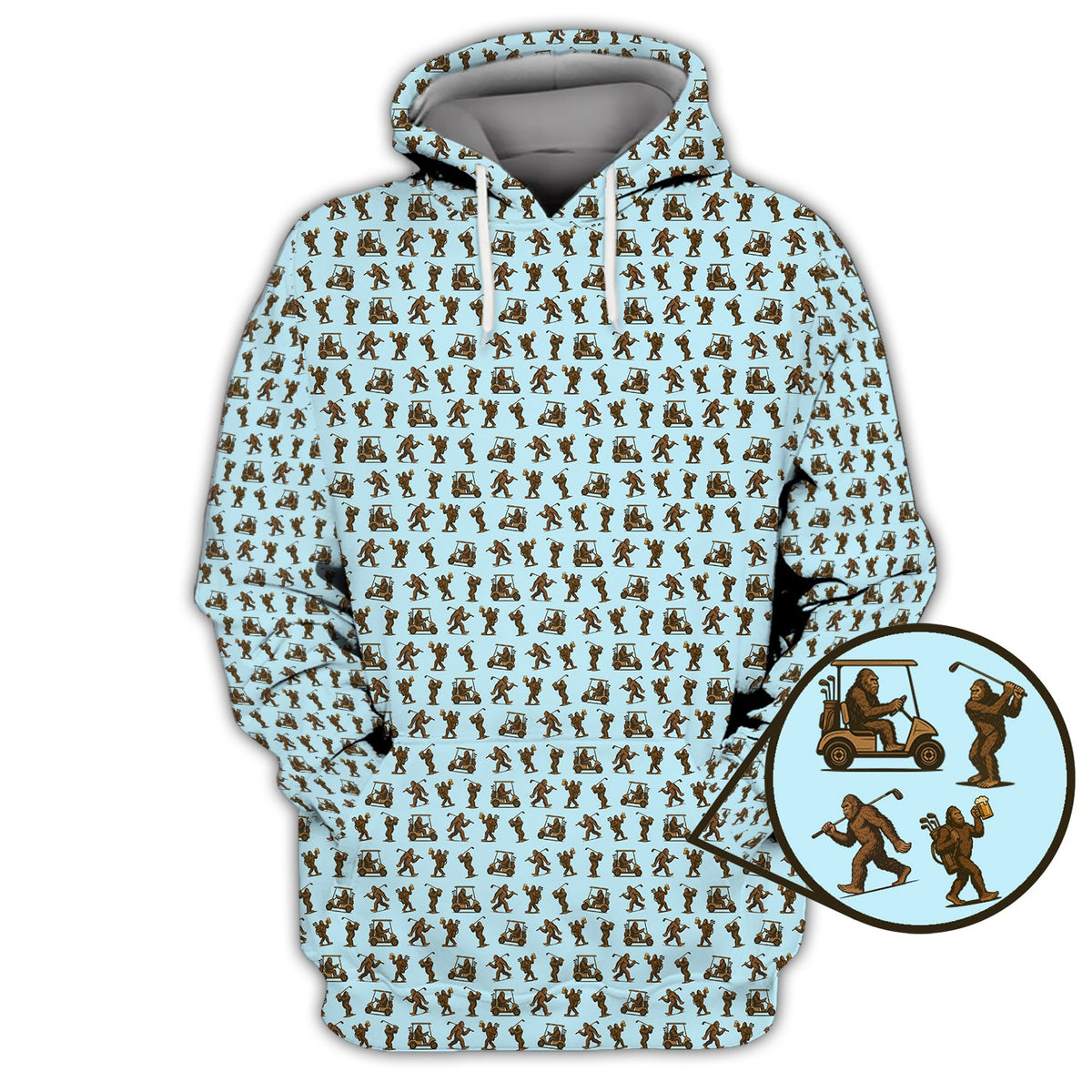 Crazy Golf Pattern Shirt, Bigfoot Golf Shirt For Men, Golf Gift For Golfer