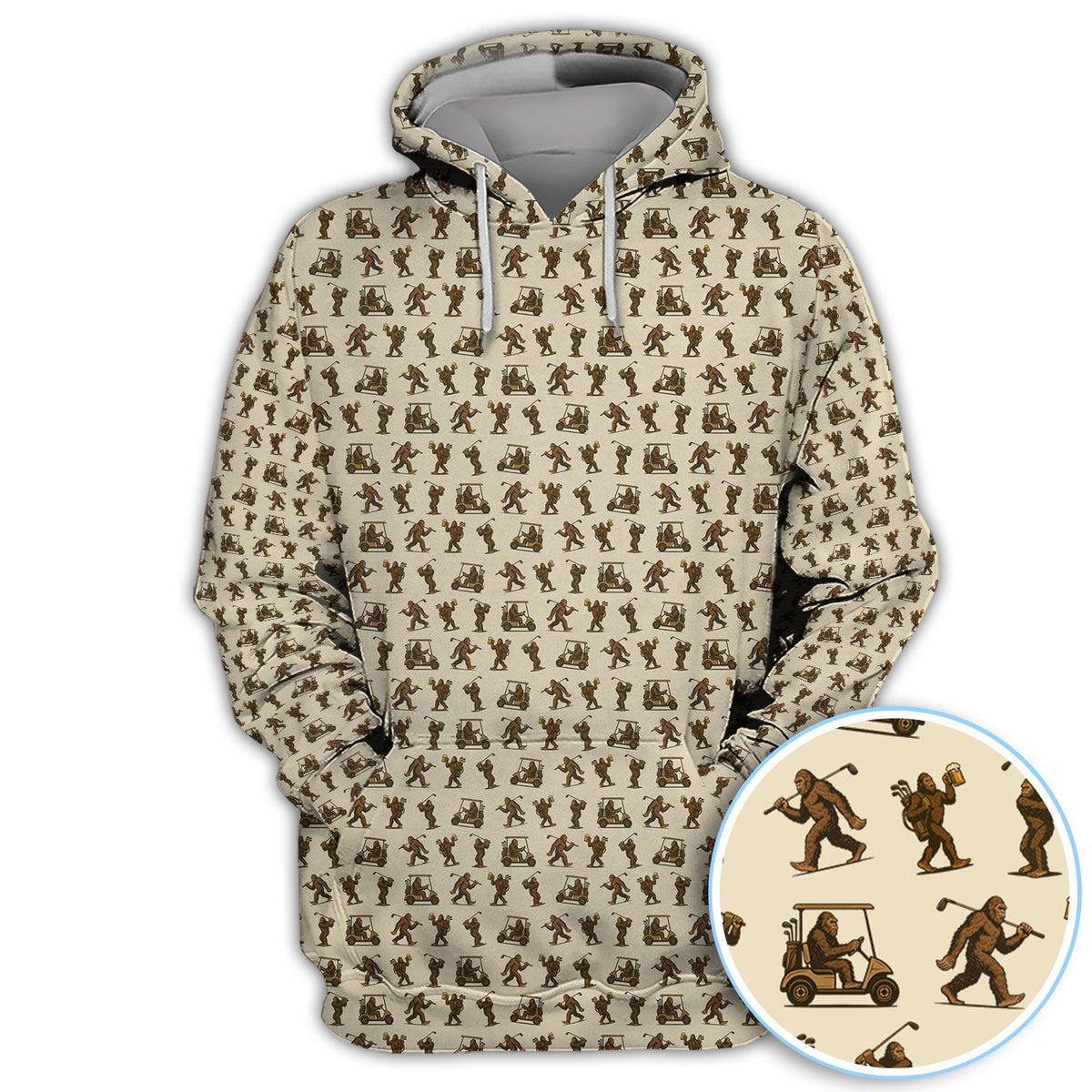 Crazy Golf Pattern Shirt, Bigfoot Golf Shirt For Men, Golf Gift For Golfer