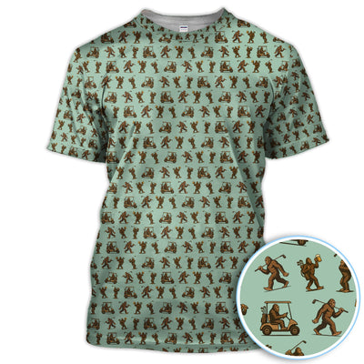 Crazy Golf Pattern Shirt, Bigfoot Golf Shirt For Men, Golf Gift For Golfer