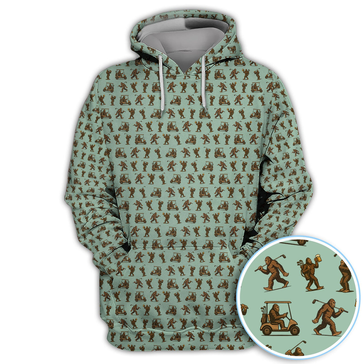 Crazy Golf Pattern Shirt, Bigfoot Golf Shirt For Men, Golf Gift For Golfer