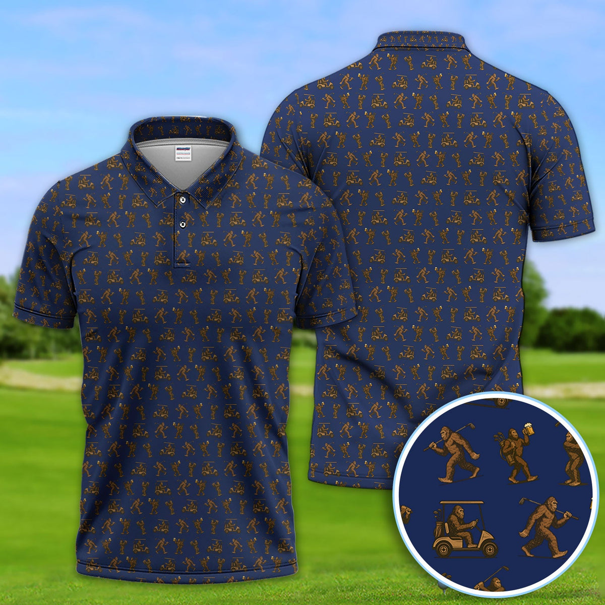 Crazy Golf Pattern Shirt, Bigfoot Golf Shirt For Men, Golf Gift For Golfer