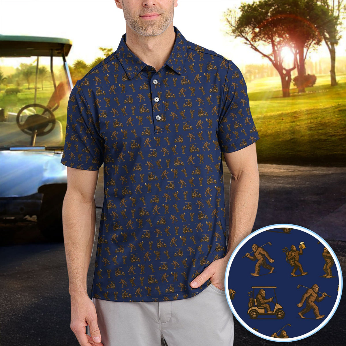 Crazy Golf Pattern Shirt, Bigfoot Golf Shirt For Men, Golf Gift For Golfer
