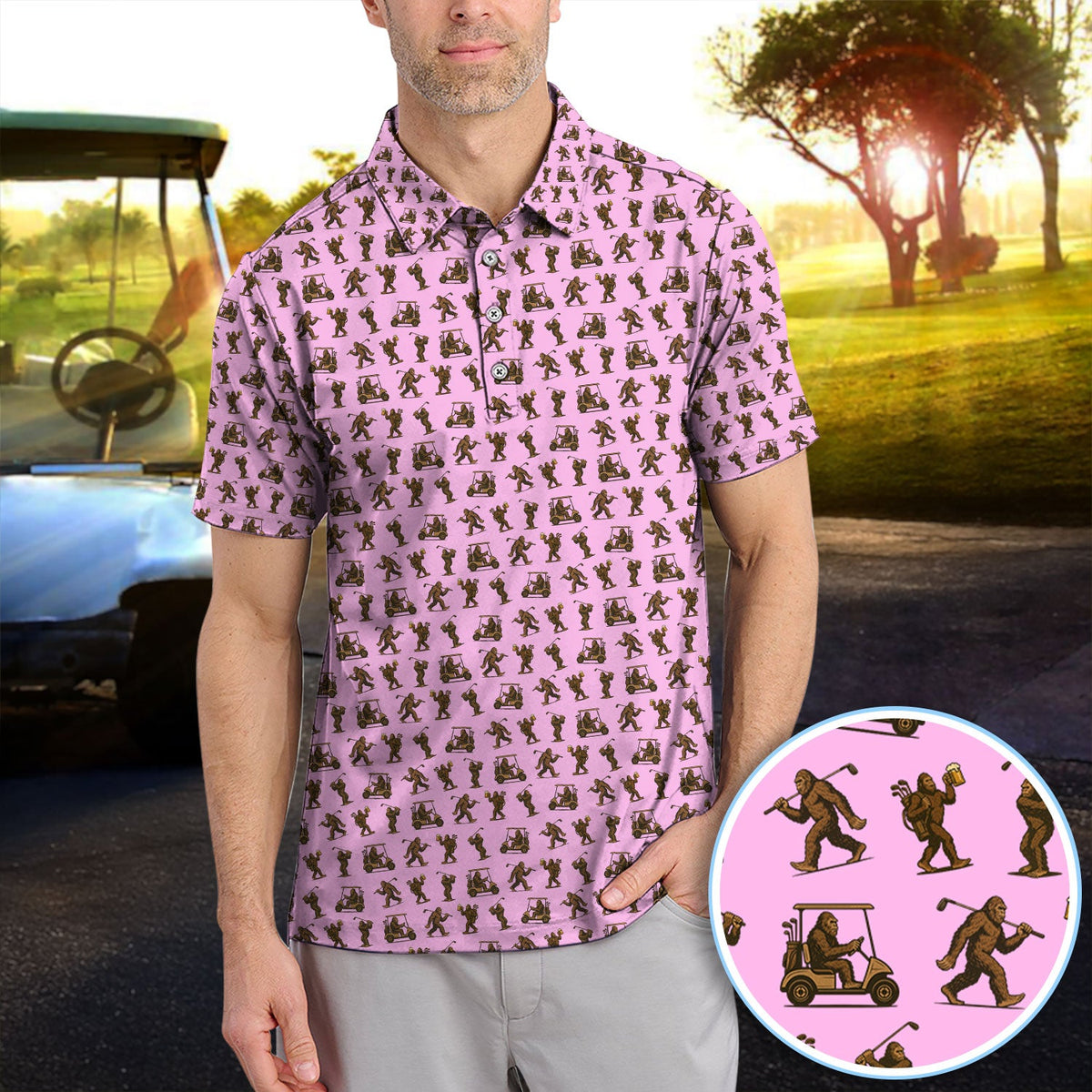 Crazy Golf Pattern Shirt, Bigfoot Golf Shirt For Men, Golf Gift For Golfer