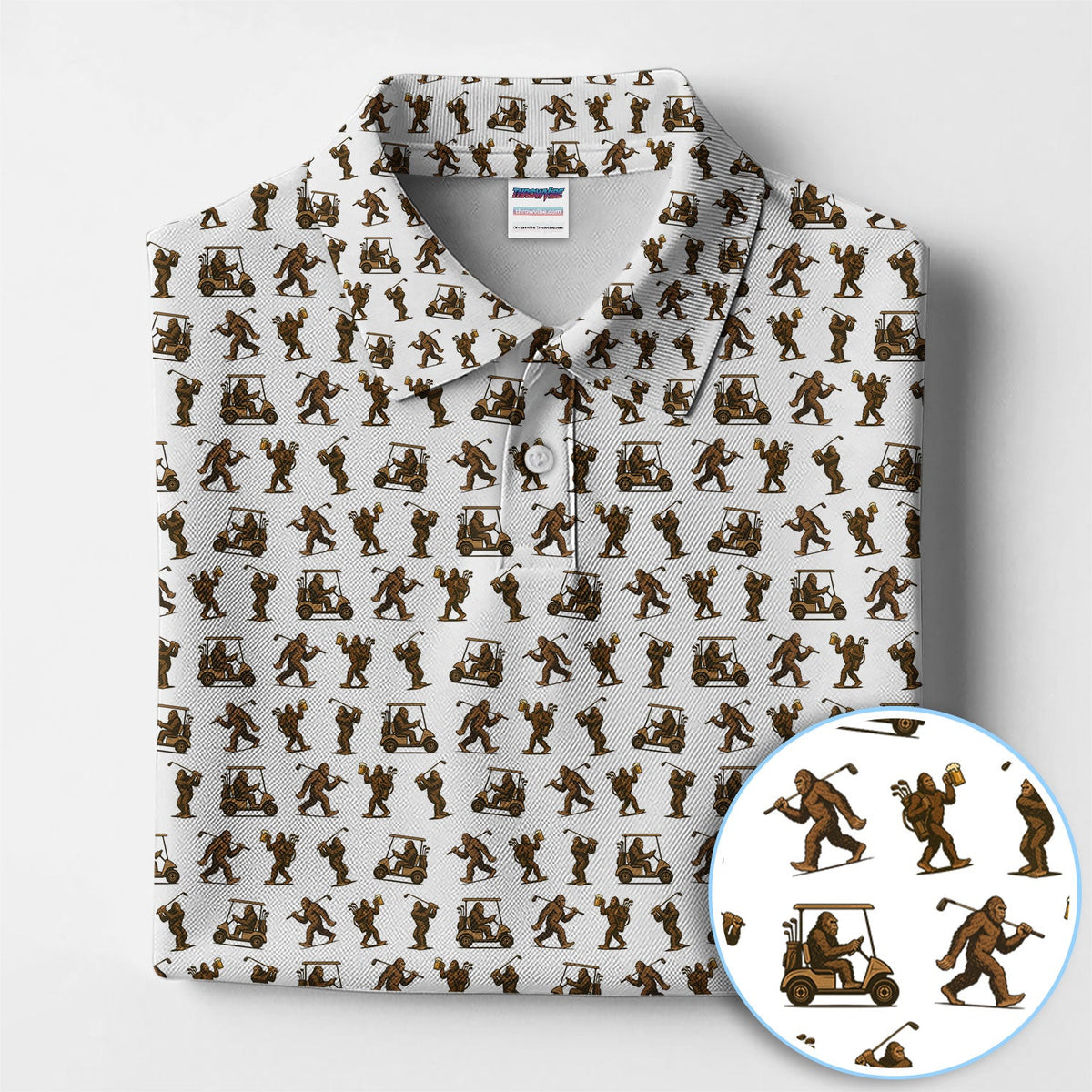 Crazy Golf Pattern Shirt, Bigfoot Golf Shirt For Men, Golf Gift For Golfer