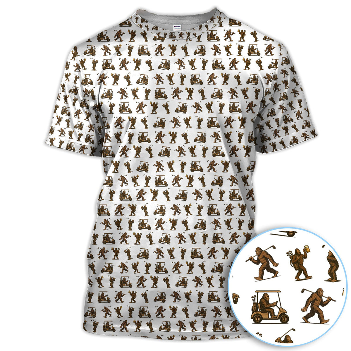 Crazy Golf Pattern Shirt, Bigfoot Golf Shirt For Men, Golf Gift For Golfer