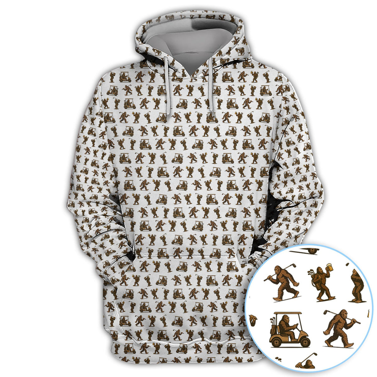 Crazy Golf Pattern Shirt, Bigfoot Golf Shirt For Men, Golf Gift For Golfer