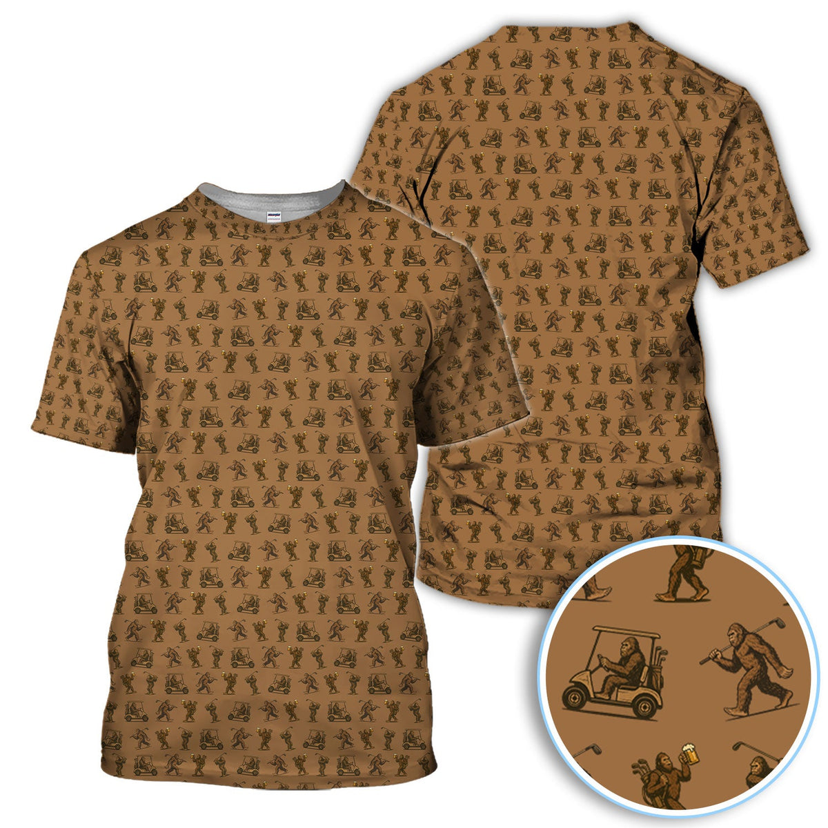 Crazy Golf Pattern Shirt, Bigfoot Golf Shirt For Men, Golf Gift For Golfer