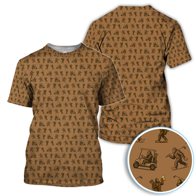 Crazy Golf Pattern Shirt, Bigfoot Golf Shirt For Men, Golf Gift For Golfer