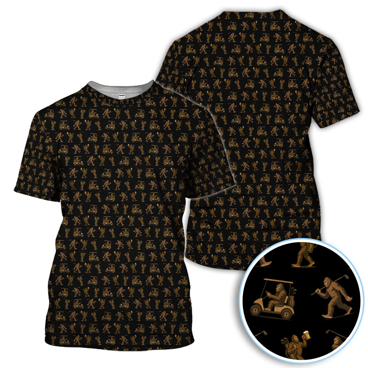 Crazy Golf Pattern Shirt, Bigfoot Golf Shirt For Men, Golf Gift For Golfer