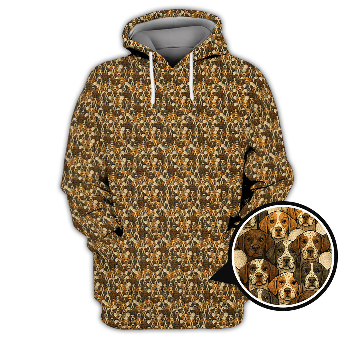 Pointer Golf Polos For Men, Pattern Golf Shirt, Dog Golf Shirt, Golf Gift For Golfers