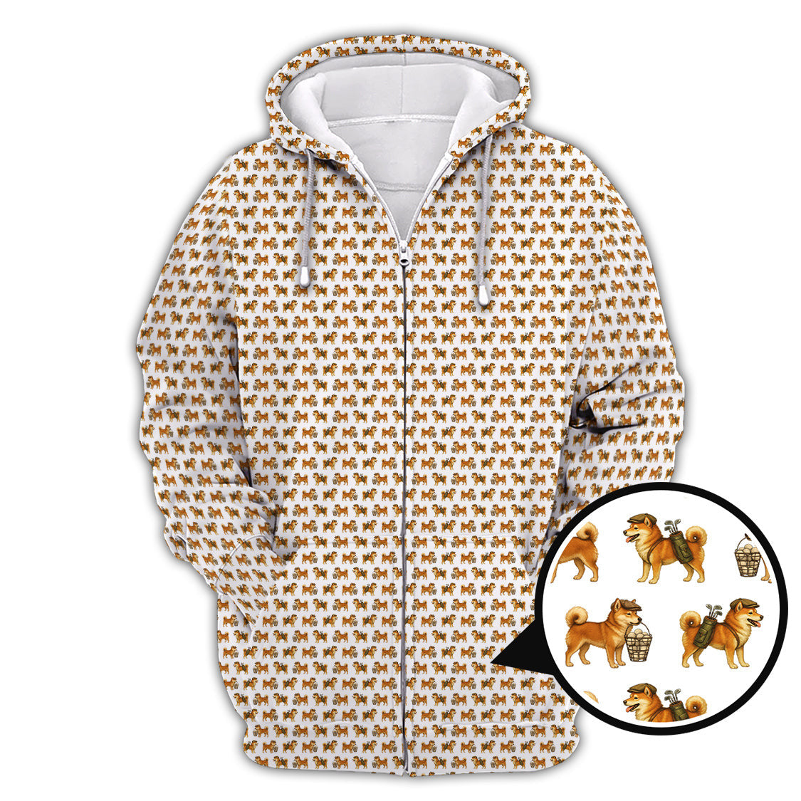 Pattern Golf Shirt, Crazy Dog Golf Shirt, Shiba Inu Golf For Men