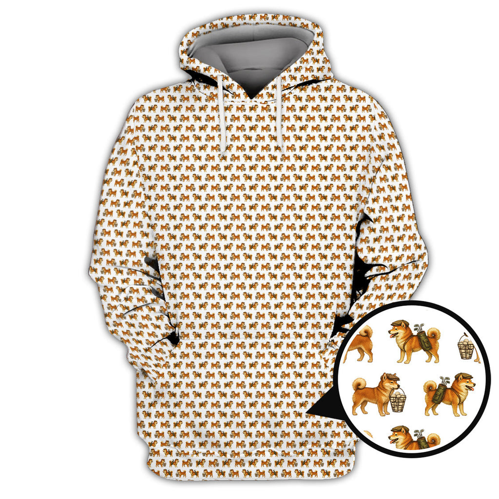 Pattern Golf Shirt, Crazy Dog Golf Shirt, Shiba Inu Golf For Men